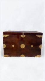 Luxury Handcrafted Wooden Storage Chest with Gold Embossed Detailing - Image 2