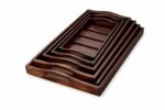 Set of 6 Handcrafted Wooden Serving Trays with Handles | Premium Multipurpose Nesting Tray Set