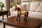 Handcrafted Wooden Horse Figurine with Gold Emboss Detailing | Traditional Decorative Showpiece - Image 3