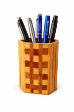 Premium Wooden Octagonal Pen Holder – Handcrafted Desk Organizer - Image 2